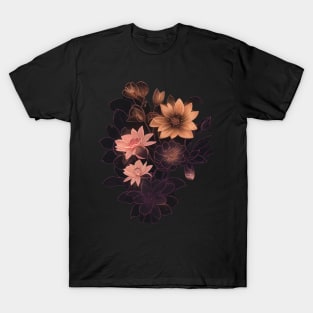 lighting outline flowers T-Shirt